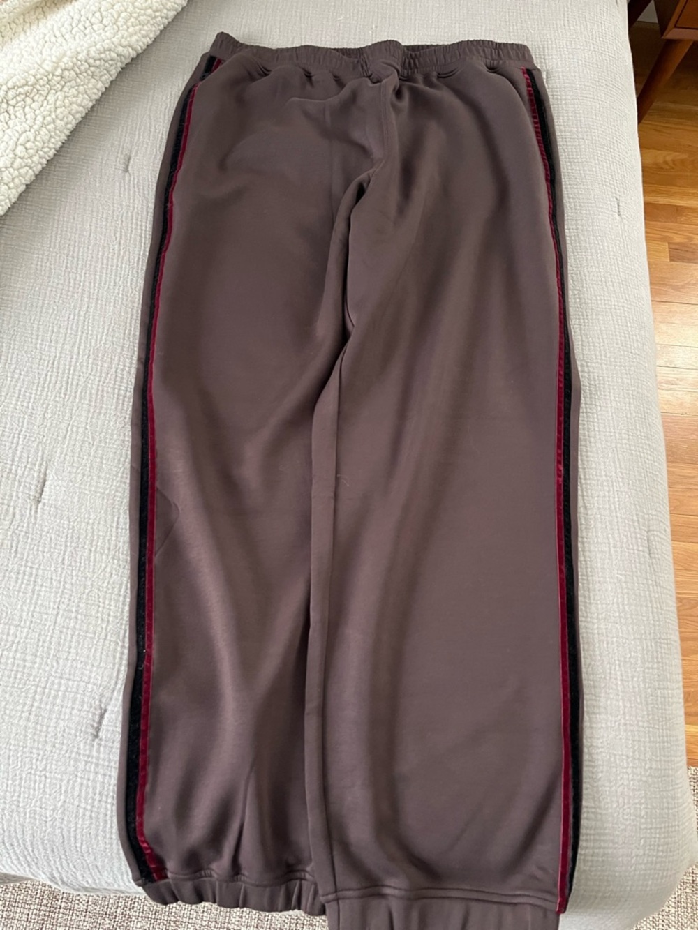 J. Crew Brown Track Pants with Burgundy Side Stripe